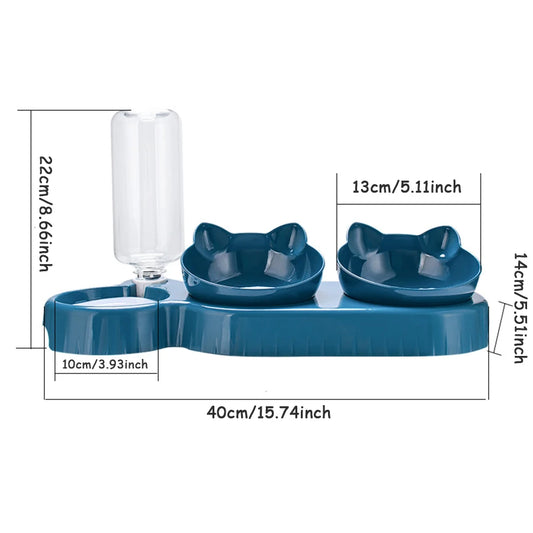 Cuencos Triples para Gatos – Comedero 2 en 1 con Bebedero Automático 🐱💧